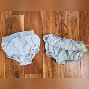 Cat & Jack Soft Blue Denim Bloomers/ Diaper Covers. Twin Bundle. Baby Girl.
